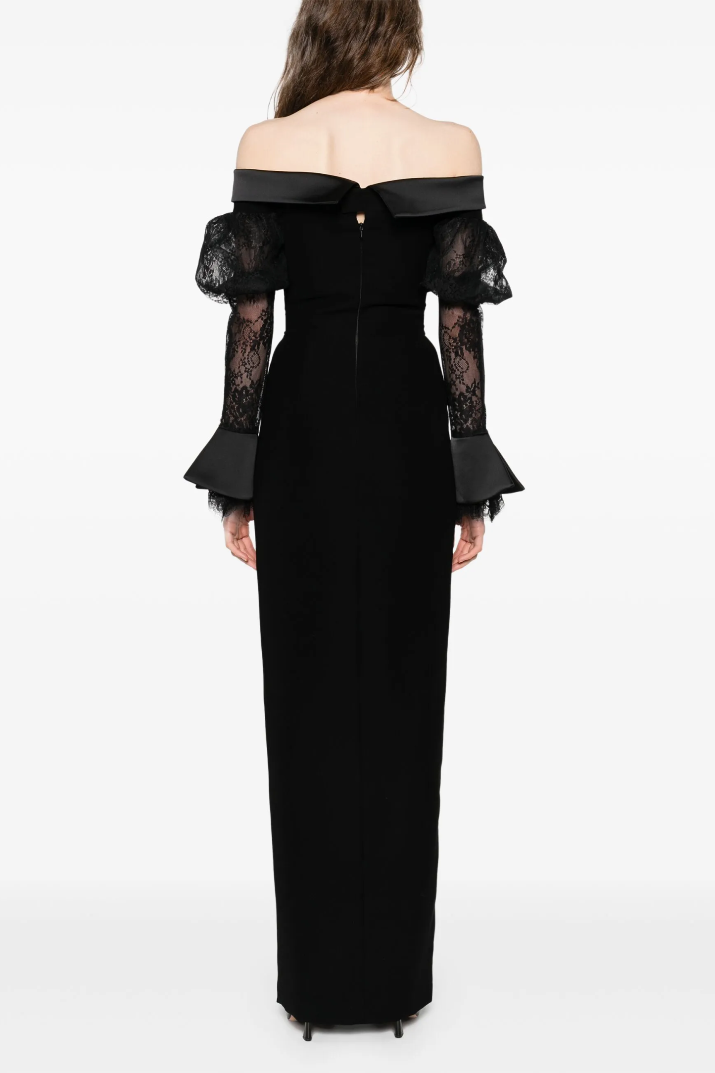 Lace See-Through Off-Shoulder Maxi Dress