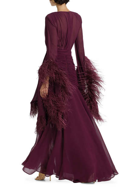 Chiffon Splicing Tassel V-Neck Maxi Dress With Belt