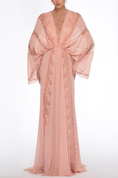 Lace Chiffon Batwing Sleeve Maxi Dress