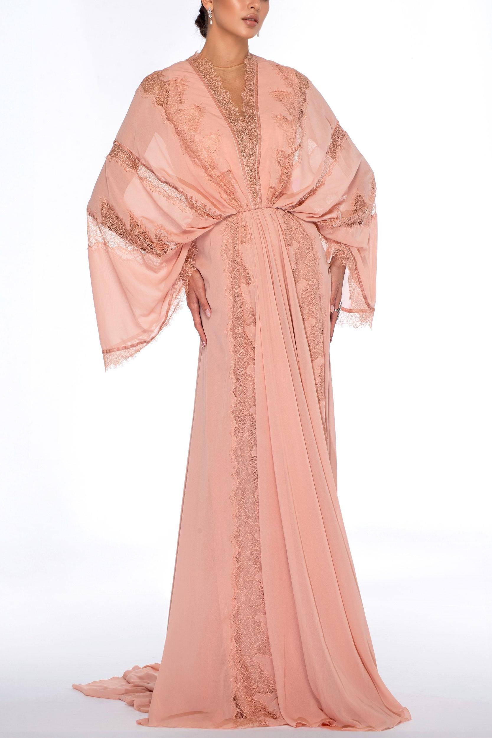 Lace Chiffon Batwing Sleeve Maxi Dress