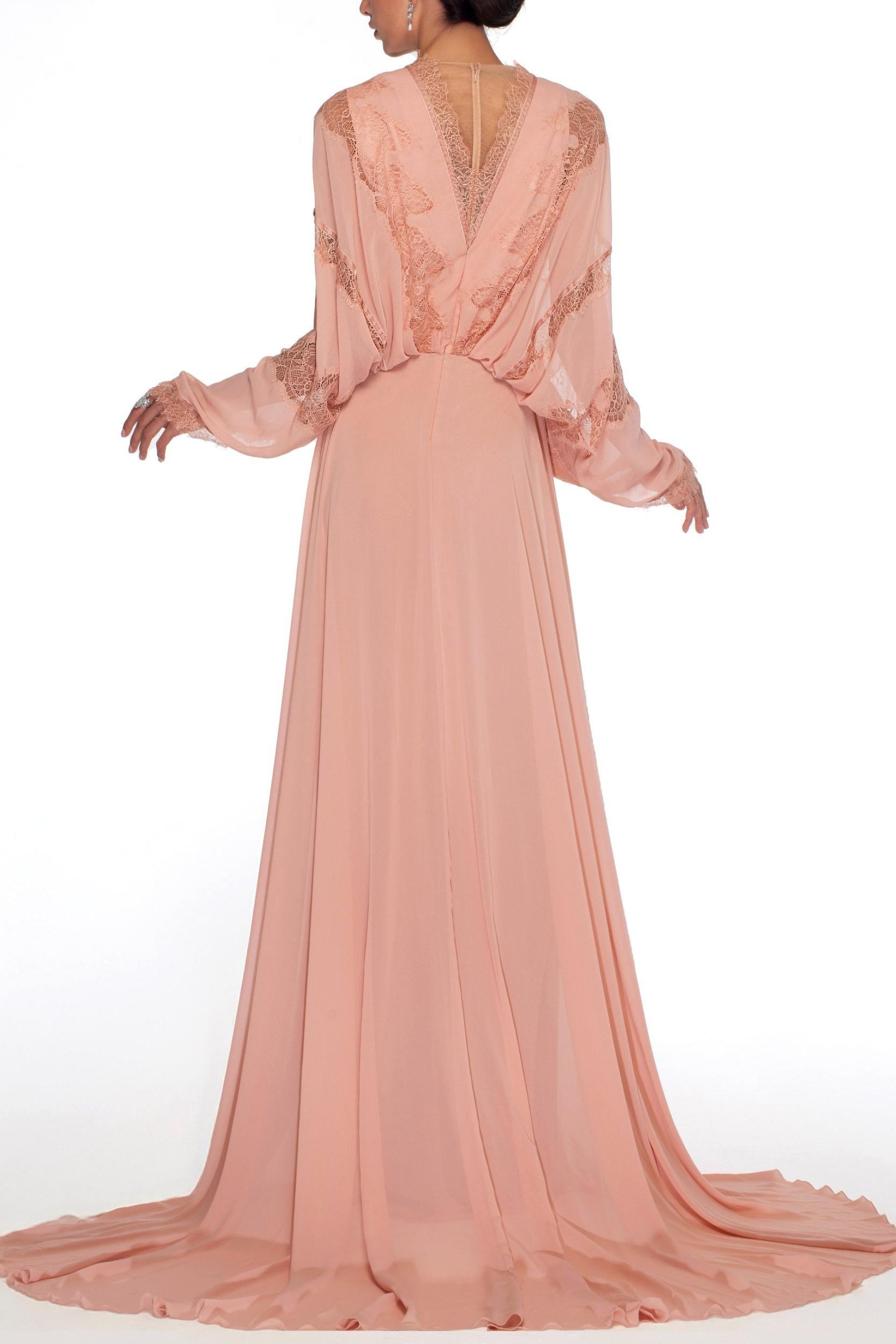 Lace Chiffon Batwing Sleeve Maxi Dress