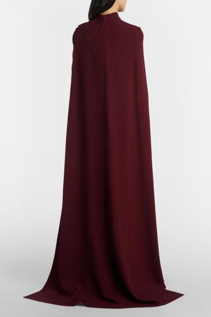 Cape Asymmetrical  Ruched Maxi Dress