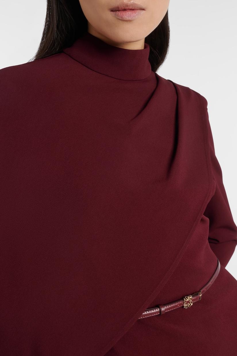 Cape Asymmetrical  Ruched Maxi Dress