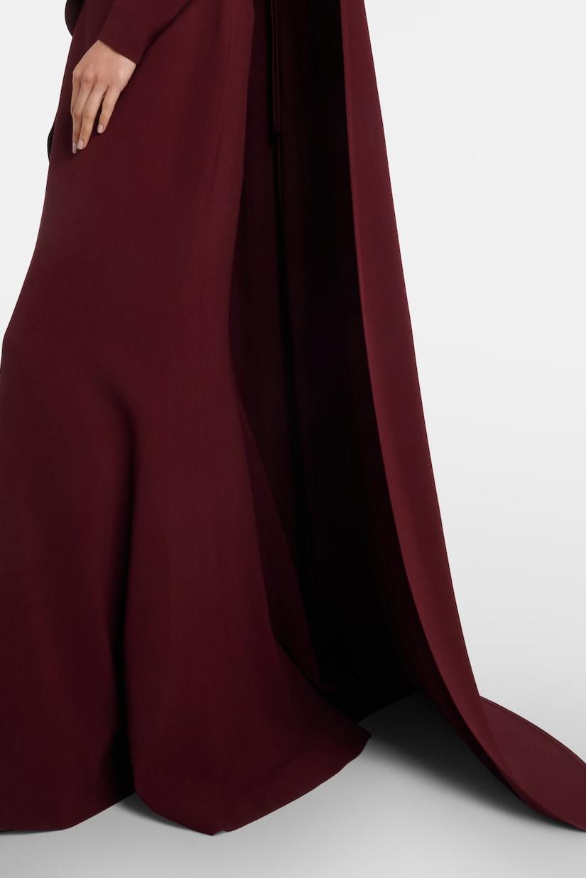 Cape Asymmetrical  Ruched Maxi Dress