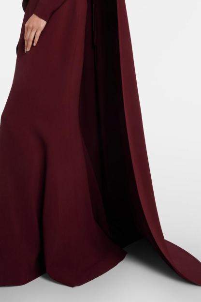 Cape Asymmetrical  Ruched Maxi Dress