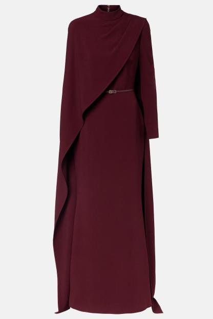 Cape Asymmetrical  Ruched Maxi Dress