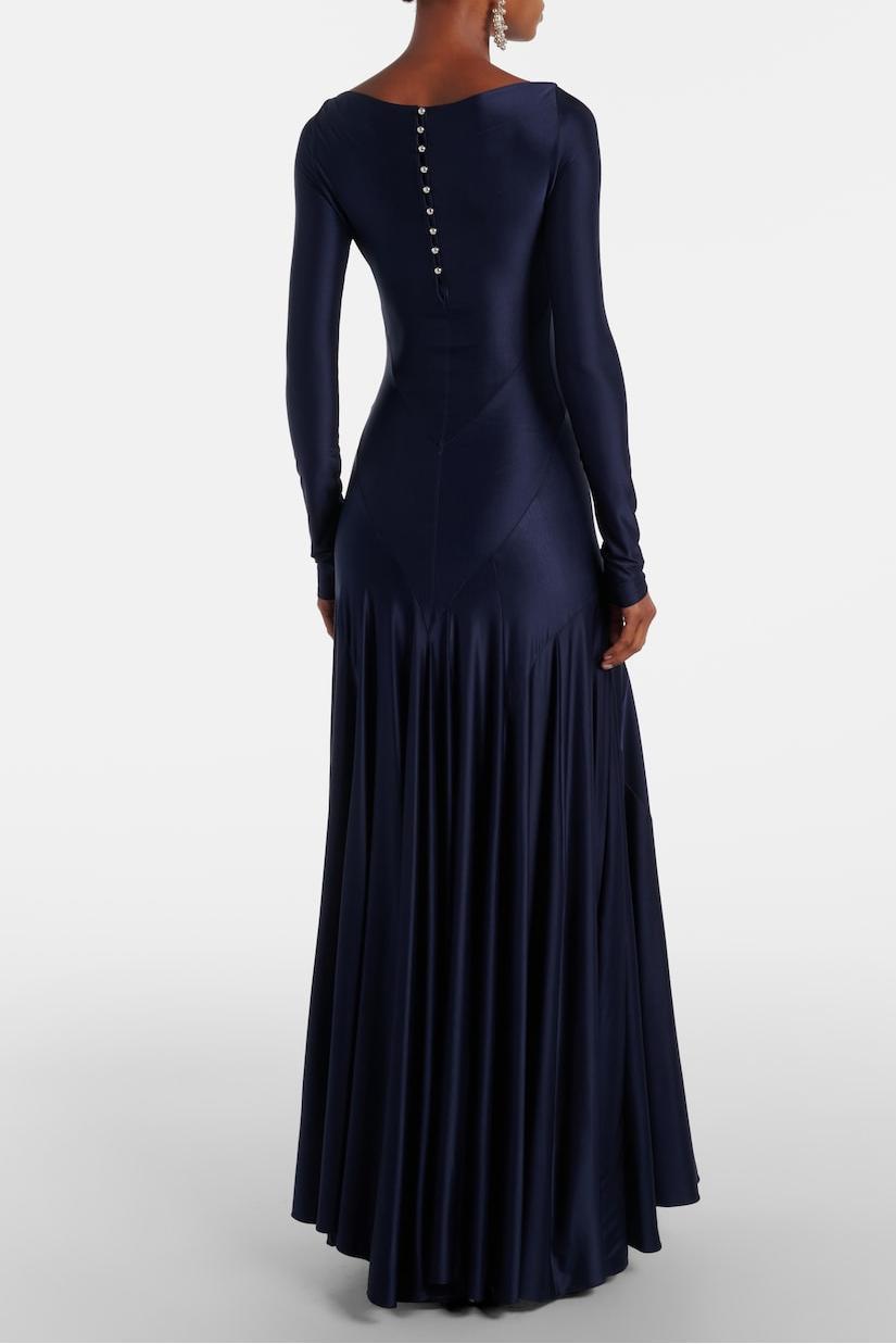 Solid Long Sleeve Metal Button Maxi Dress