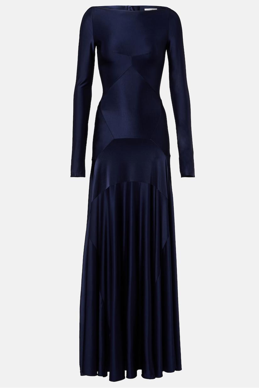 Solid Long Sleeve Metal Button Maxi Dress