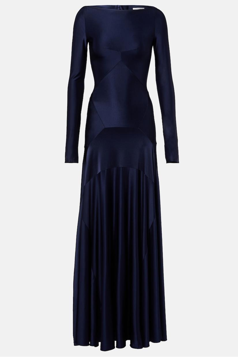 Solid Long Sleeve Metal Button Maxi Dress