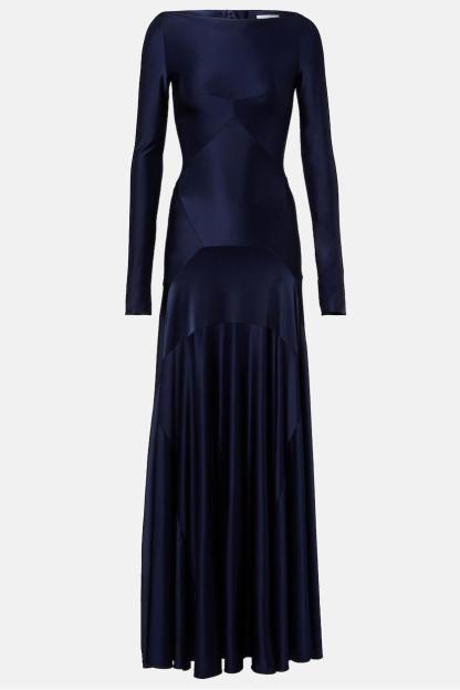 Solid Long Sleeve Metal Button Maxi Dress