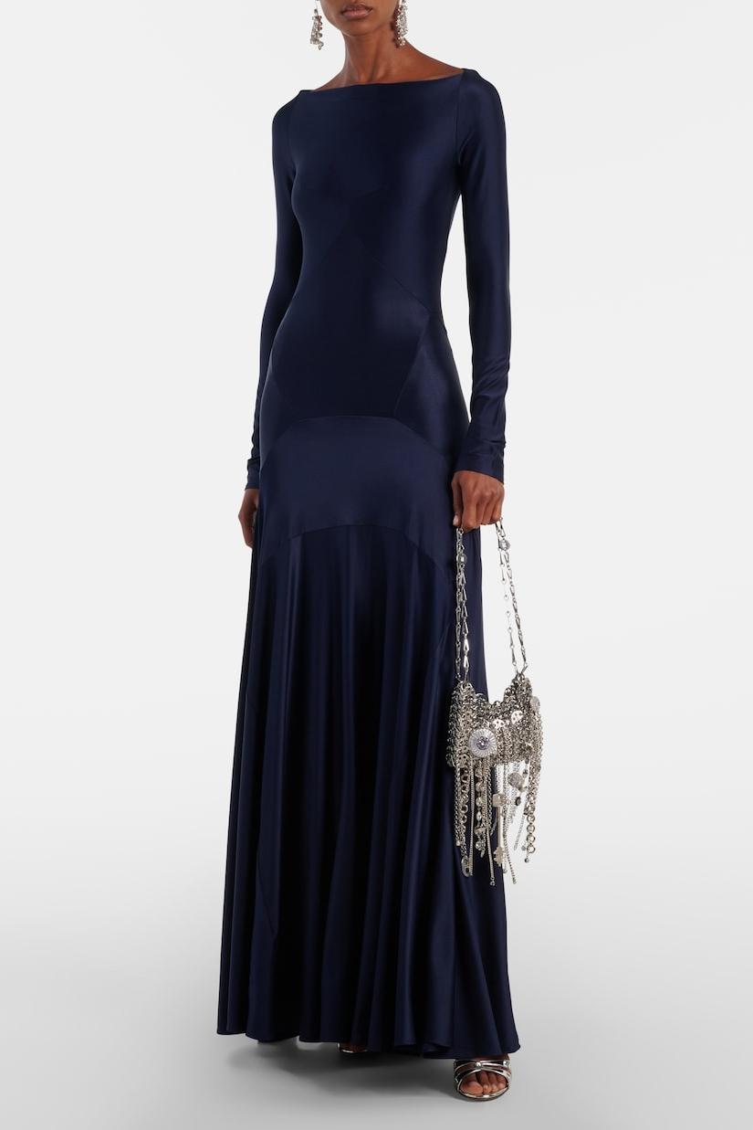 Solid Long Sleeve Metal Button Maxi Dress