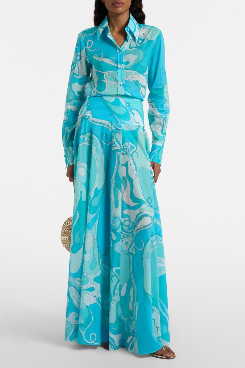 Geometric Patterns Flapped Top & Maxi Skrit Set