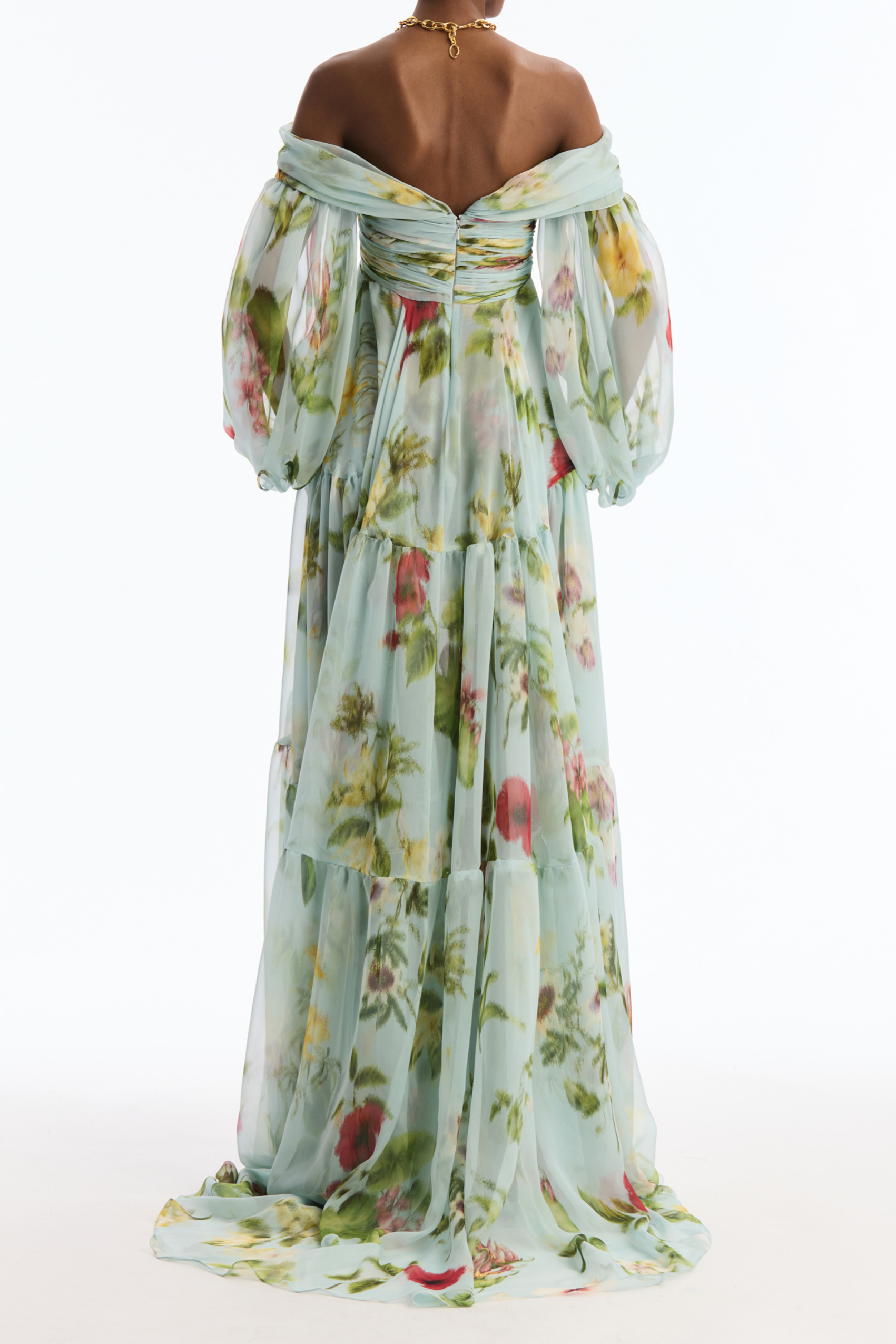 Floral Knotted Off Shoulder Maxi Dress