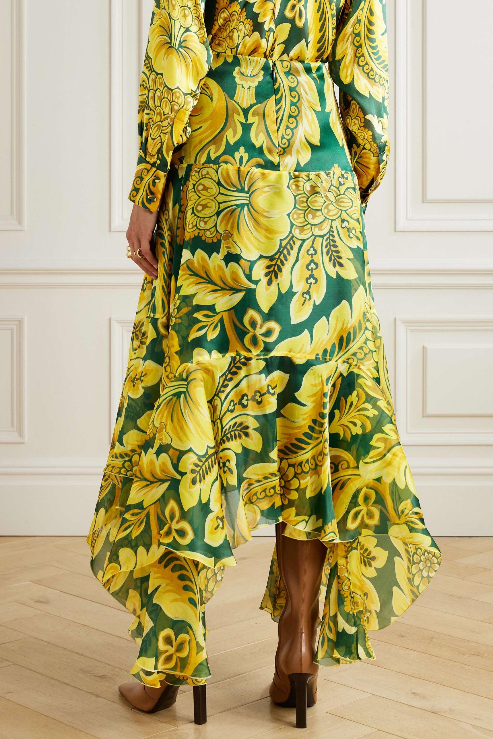 Paisley Print Top & Ruffle High Waist Midi Skirt Set