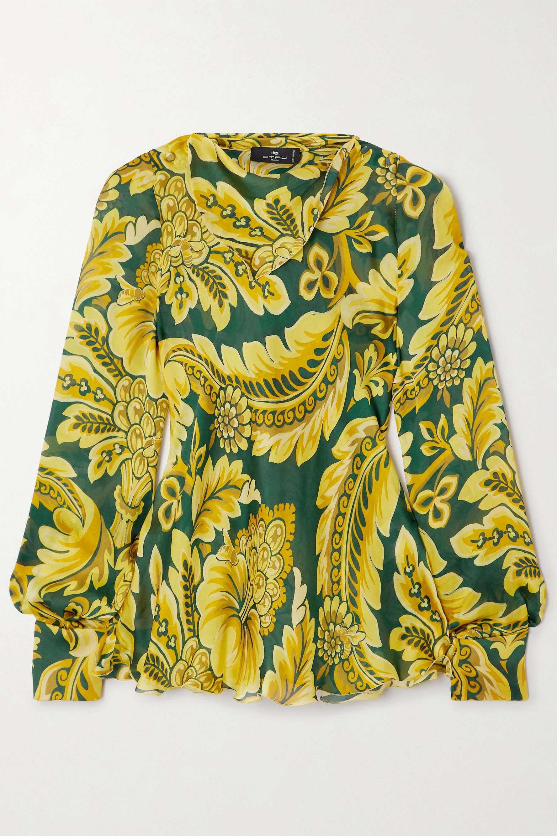 Paisley Print Top & Ruffle High Waist Midi Skirt Set