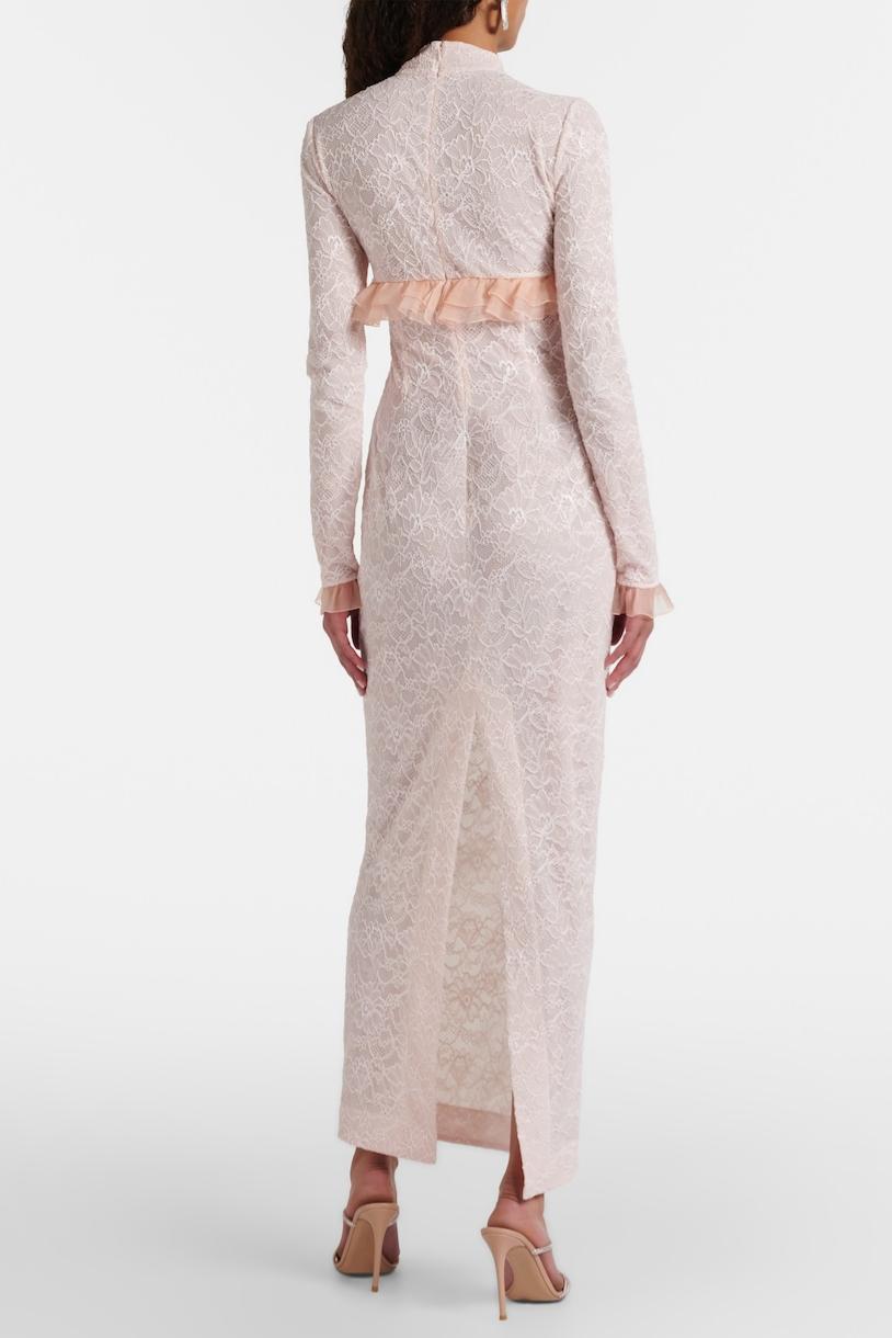 Lace Frill Bow Midi Dress