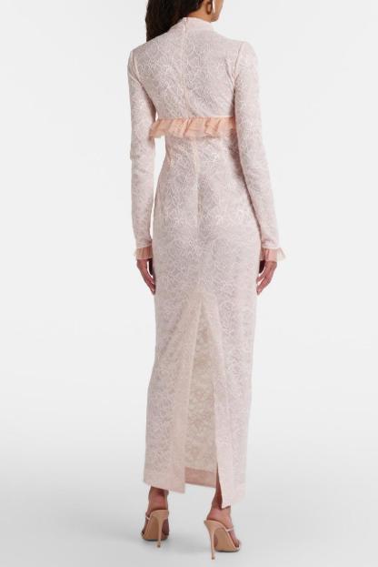 Lace Frill Bow Midi Dress