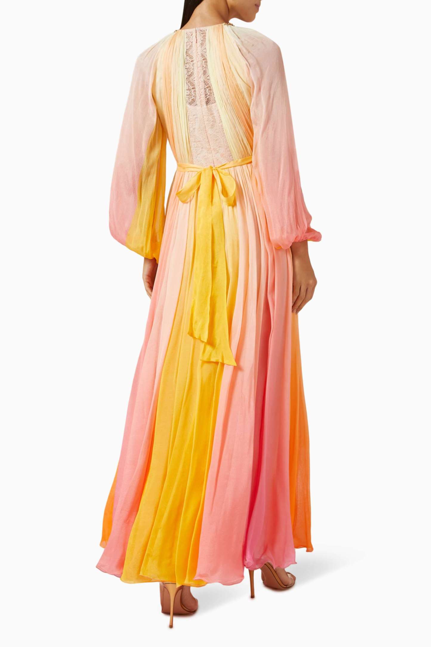 Ombre Gathering Raglan Sleeve Midi Dress