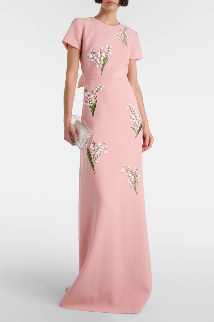 Embroidered Bow Round Neck Maxi Dress