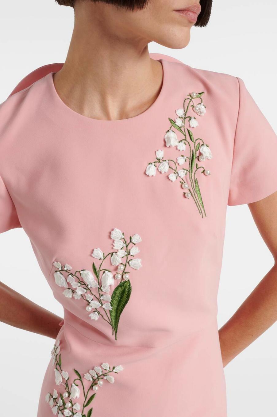 Embroidered Bow Round Neck Maxi Dress