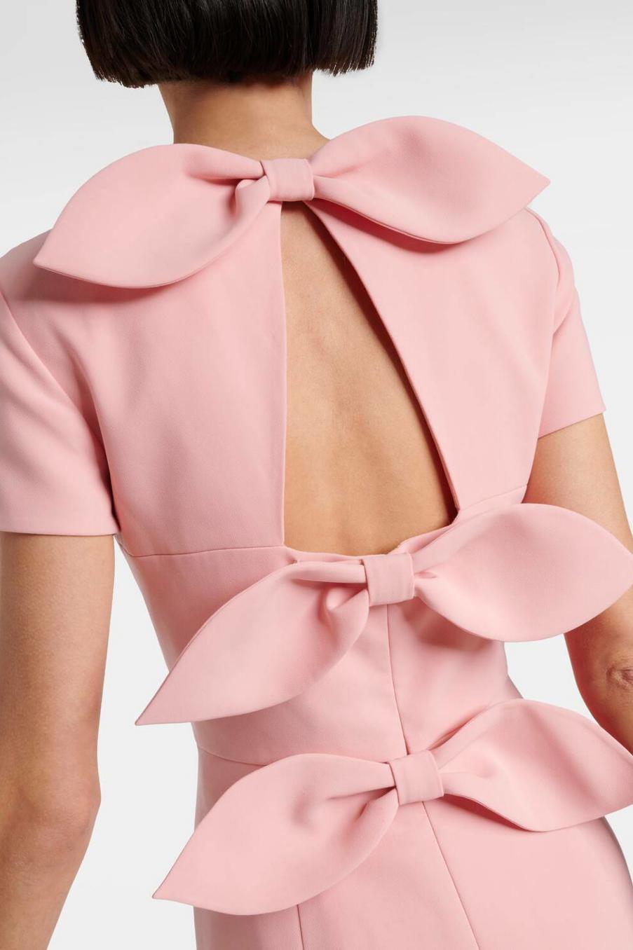 Embroidered Bow Round Neck Maxi Dress