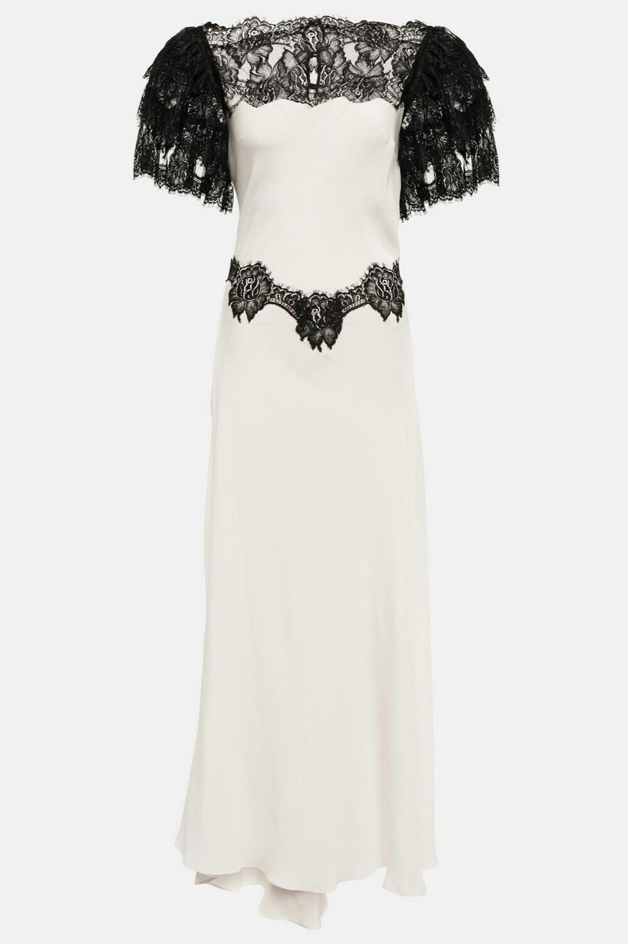 Satin Lace Contrast Color Midi Dress