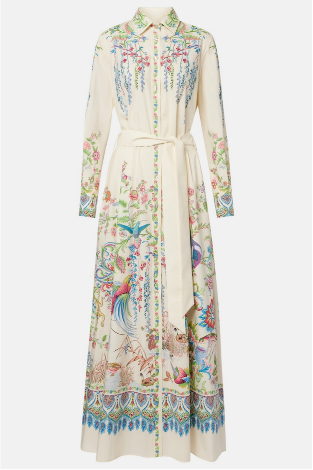 Paisley Print Flapped Midi Dress With Belt