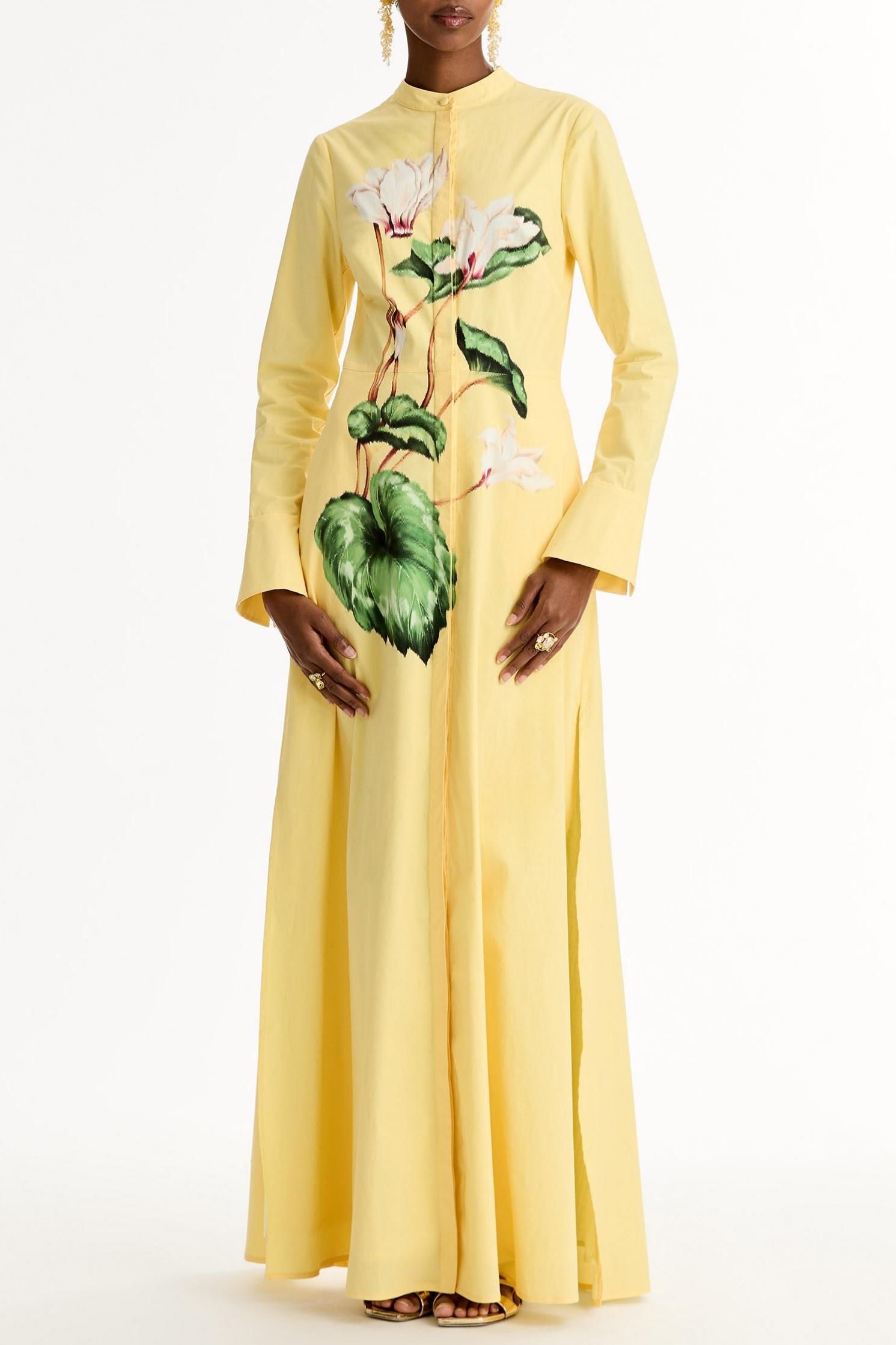 Floral Single Breasted Long Sleeve Maxi Dress