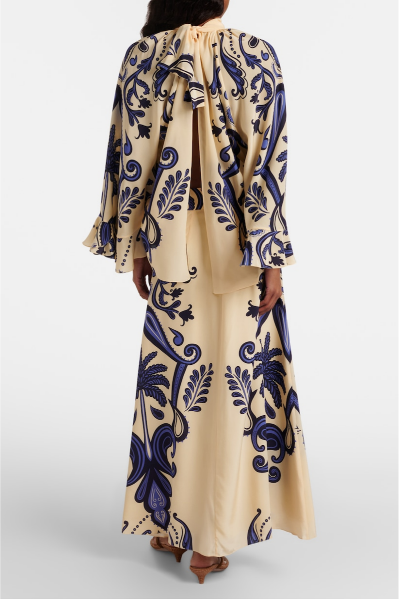 Paisley Print Ruched Top & Maxi Skirt Set