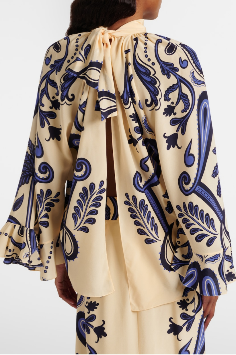 Paisley Print Ruched Top & Maxi Skirt Set