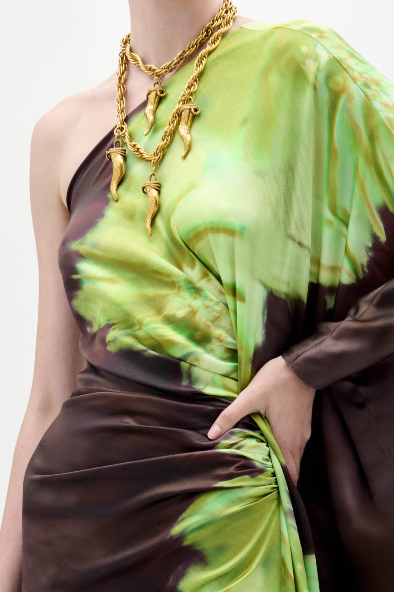 Satin Floral One-Shoulder Maxi Dress