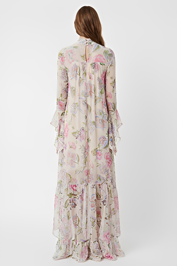 Chiffon Floral See-Through Maxi Dress