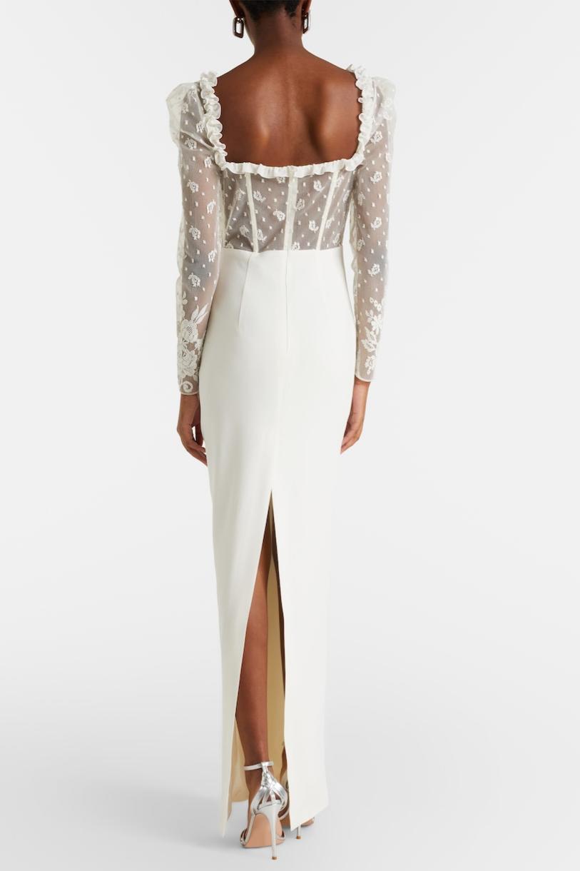 Lace Bow Frill Maxi Dress