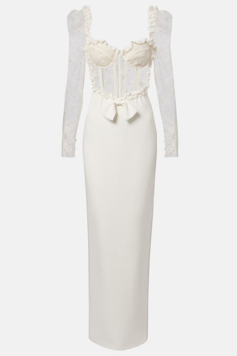 Lace Bow Frill Maxi Dress