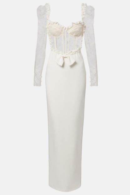 Lace Bow Frill Maxi Dress