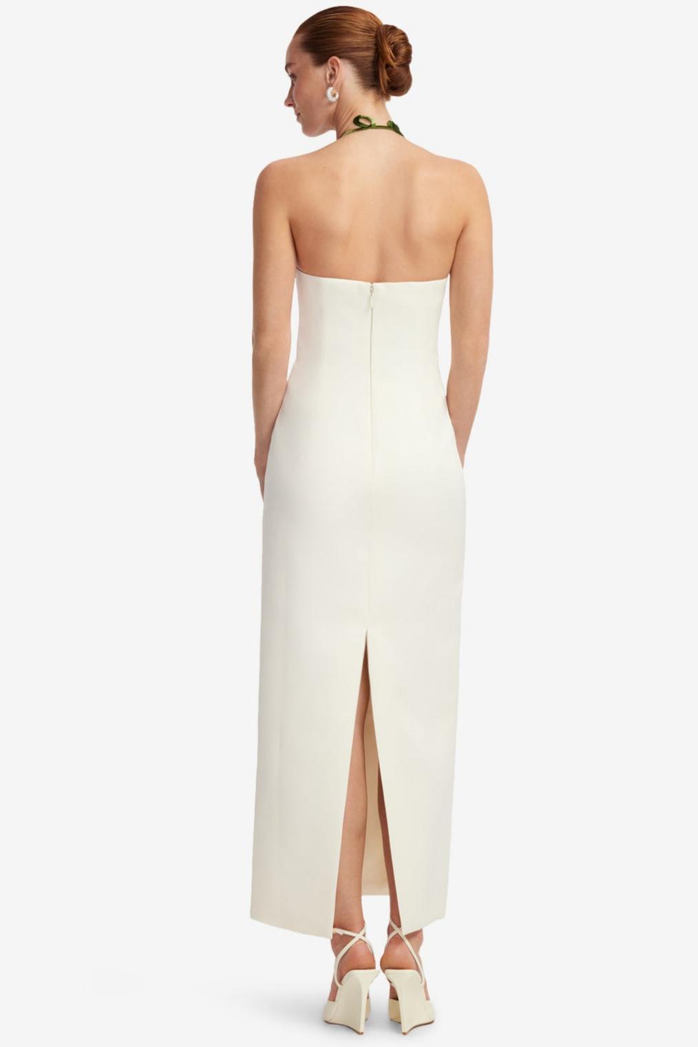 Embroidered Halter Neck Sleeveless Maxi Dress