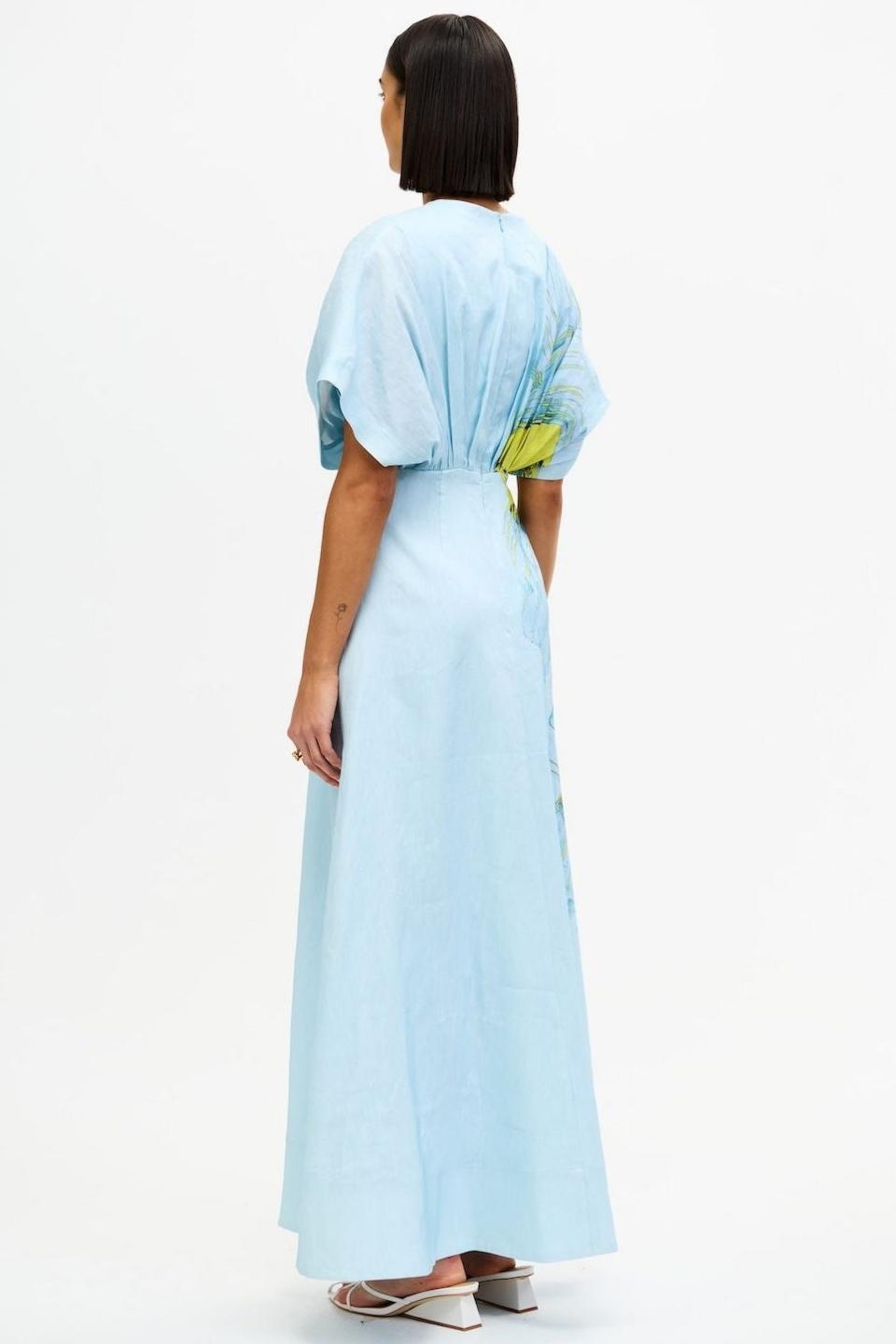 Floral  Pleated V-Neck Maxi Dress