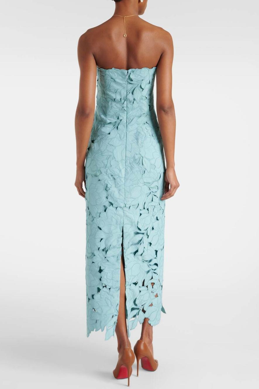 Solid Embroidered Off-Shoulder Midi Dress