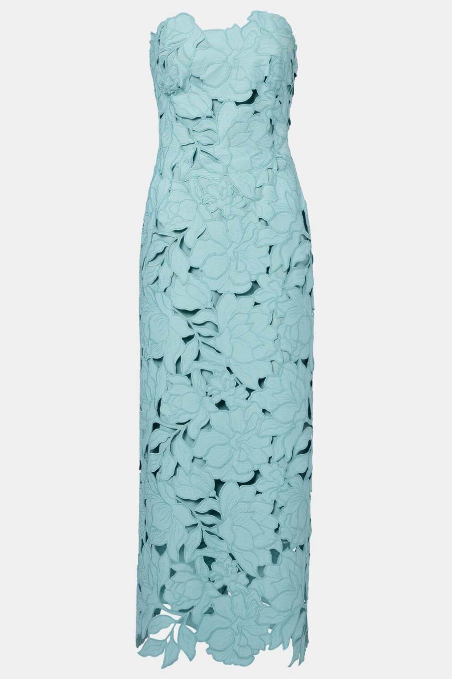 Solid Embroidered Off-Shoulder Midi Dress