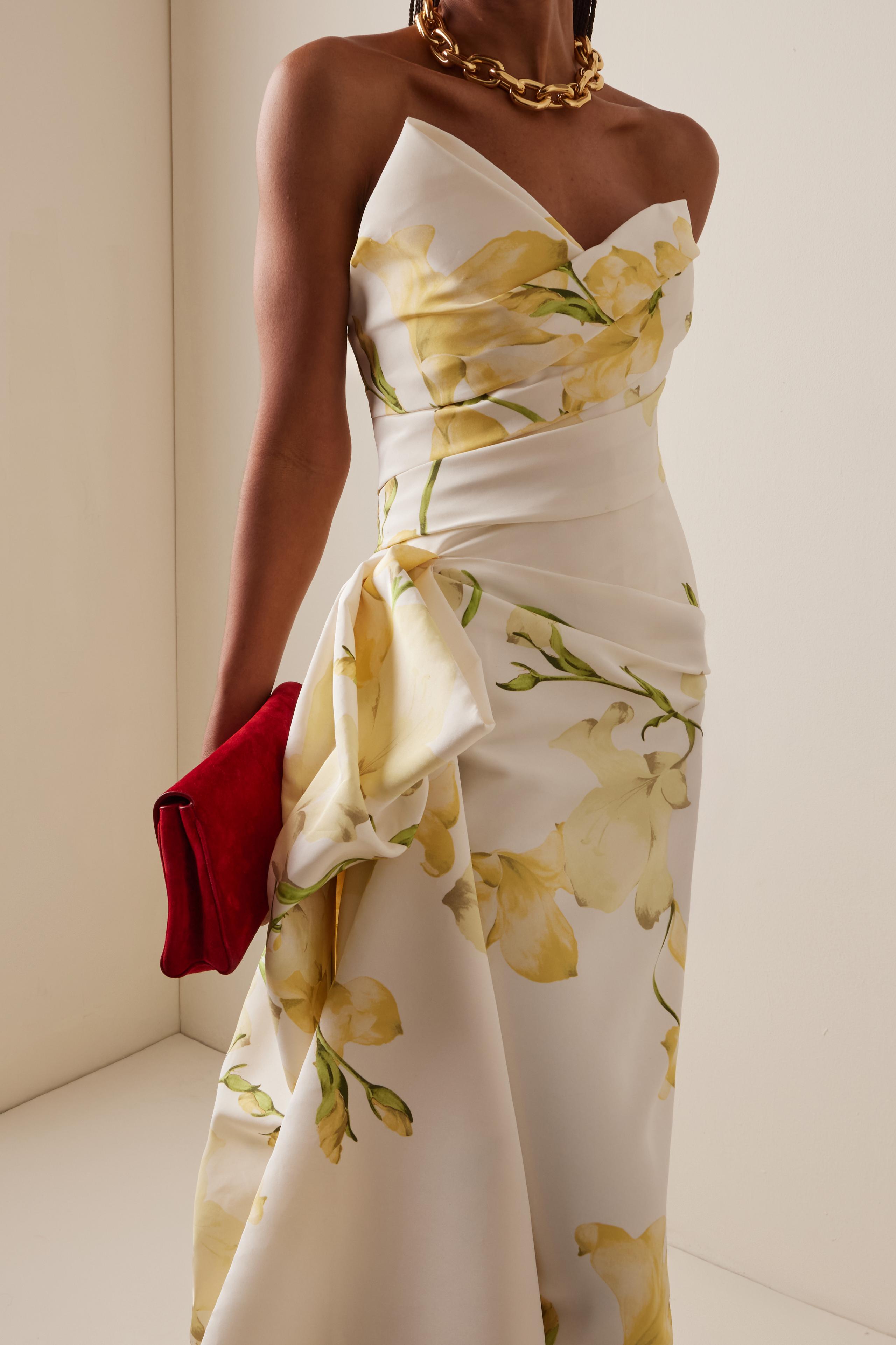 Floral Pleated Off-Shoulder Maxi Dress