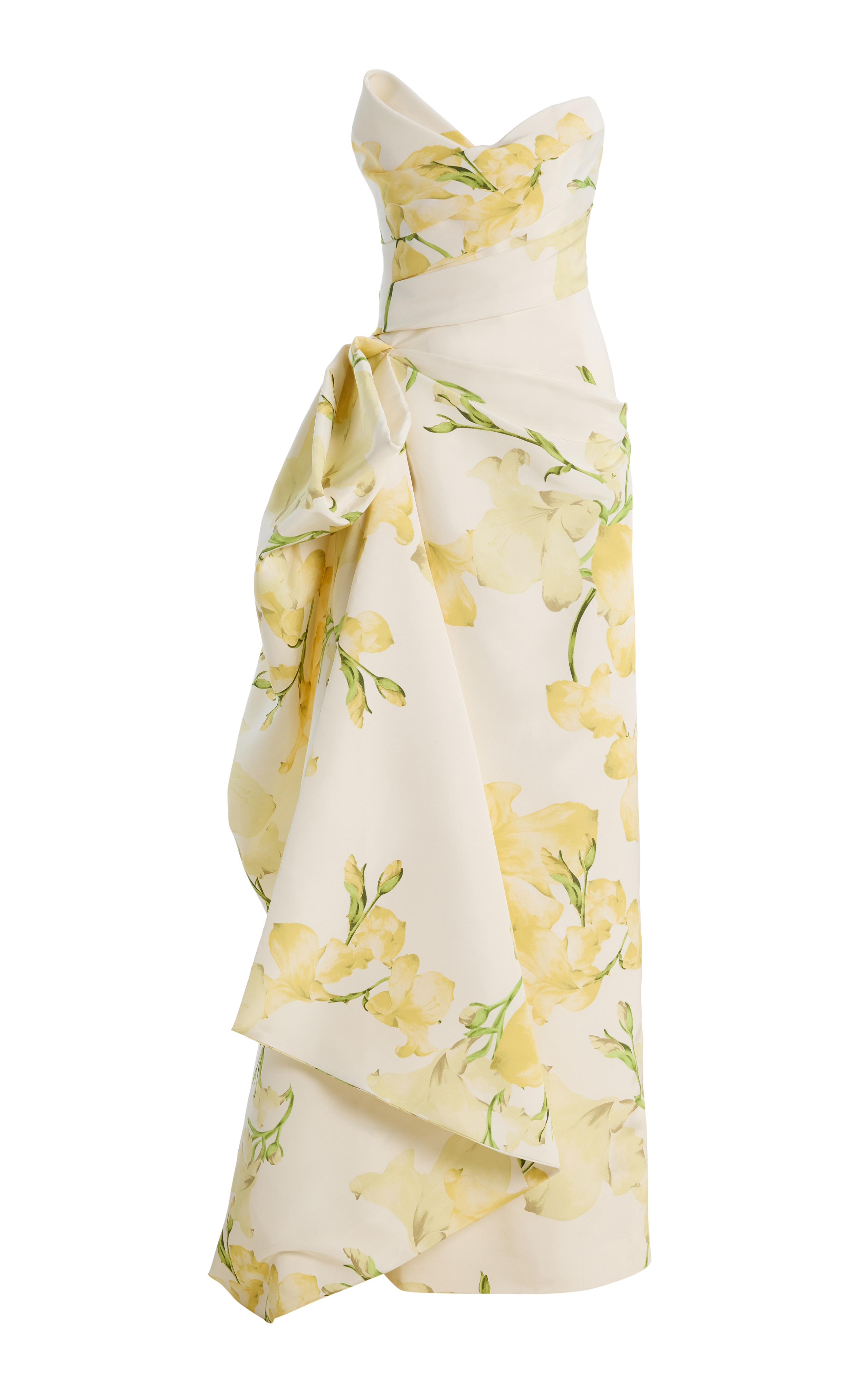 Floral Pleated Off-Shoulder Maxi Dress