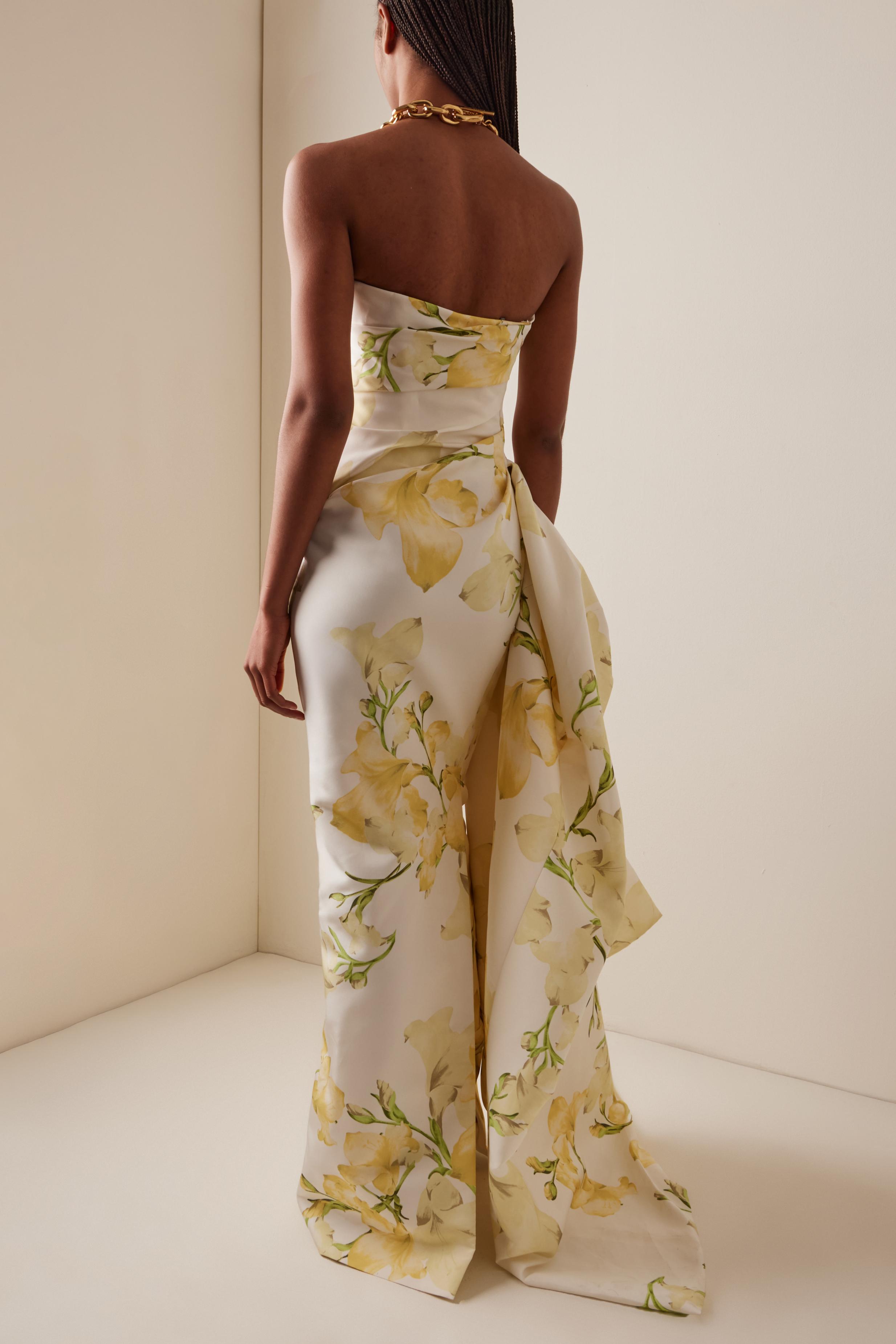 Floral Pleated Off-Shoulder Maxi Dress