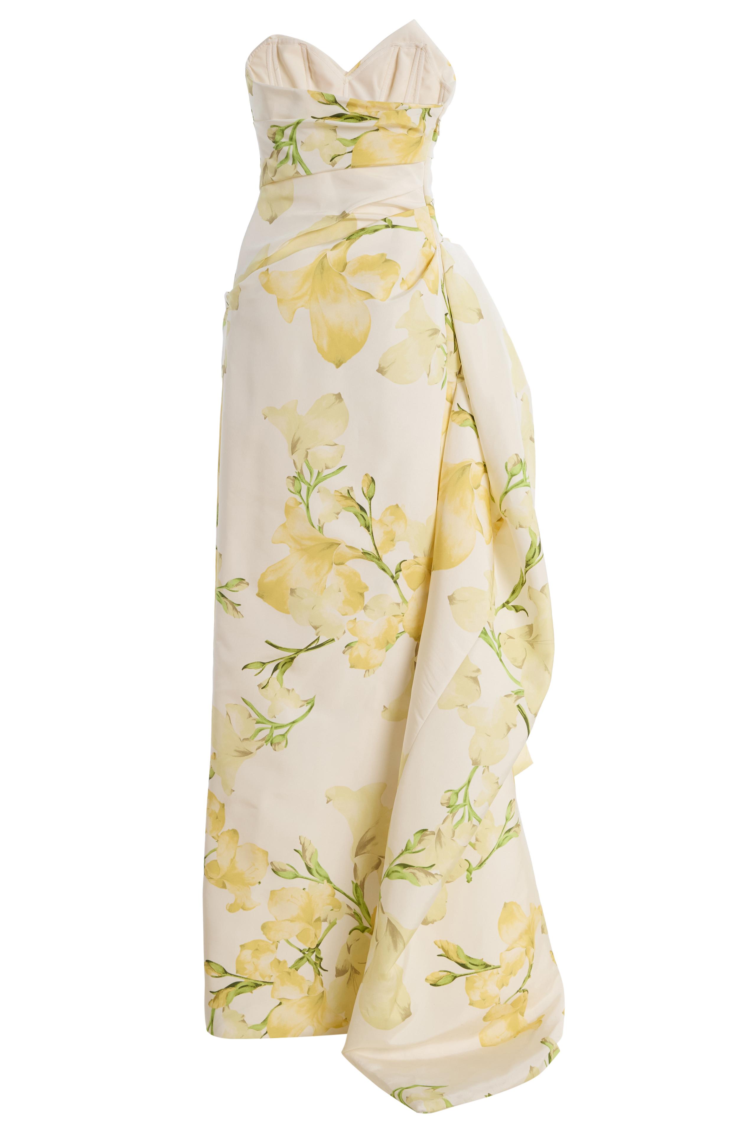 Floral Pleated Off-Shoulder Maxi Dress