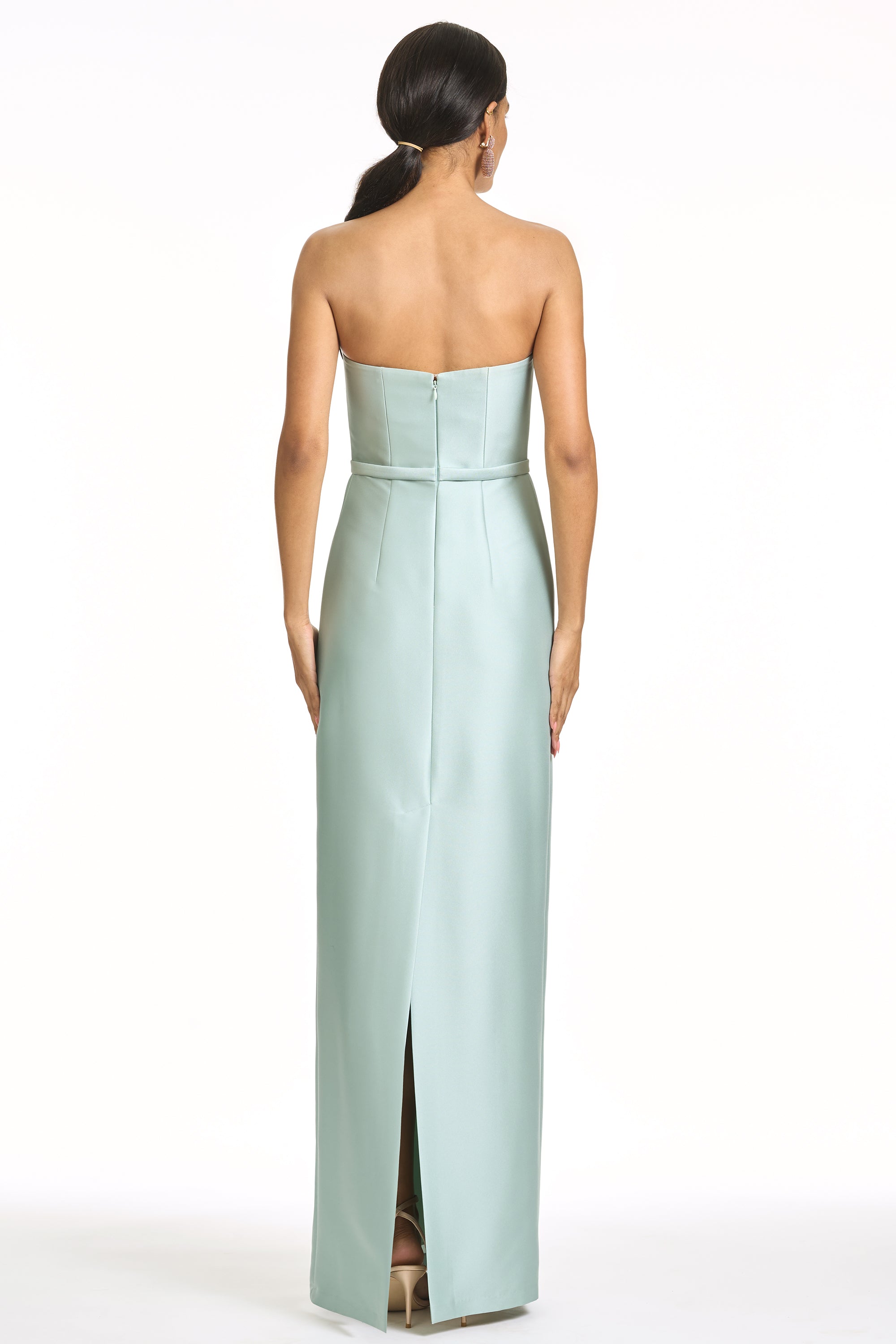 Floral Satin Maxi Dress With Streamer