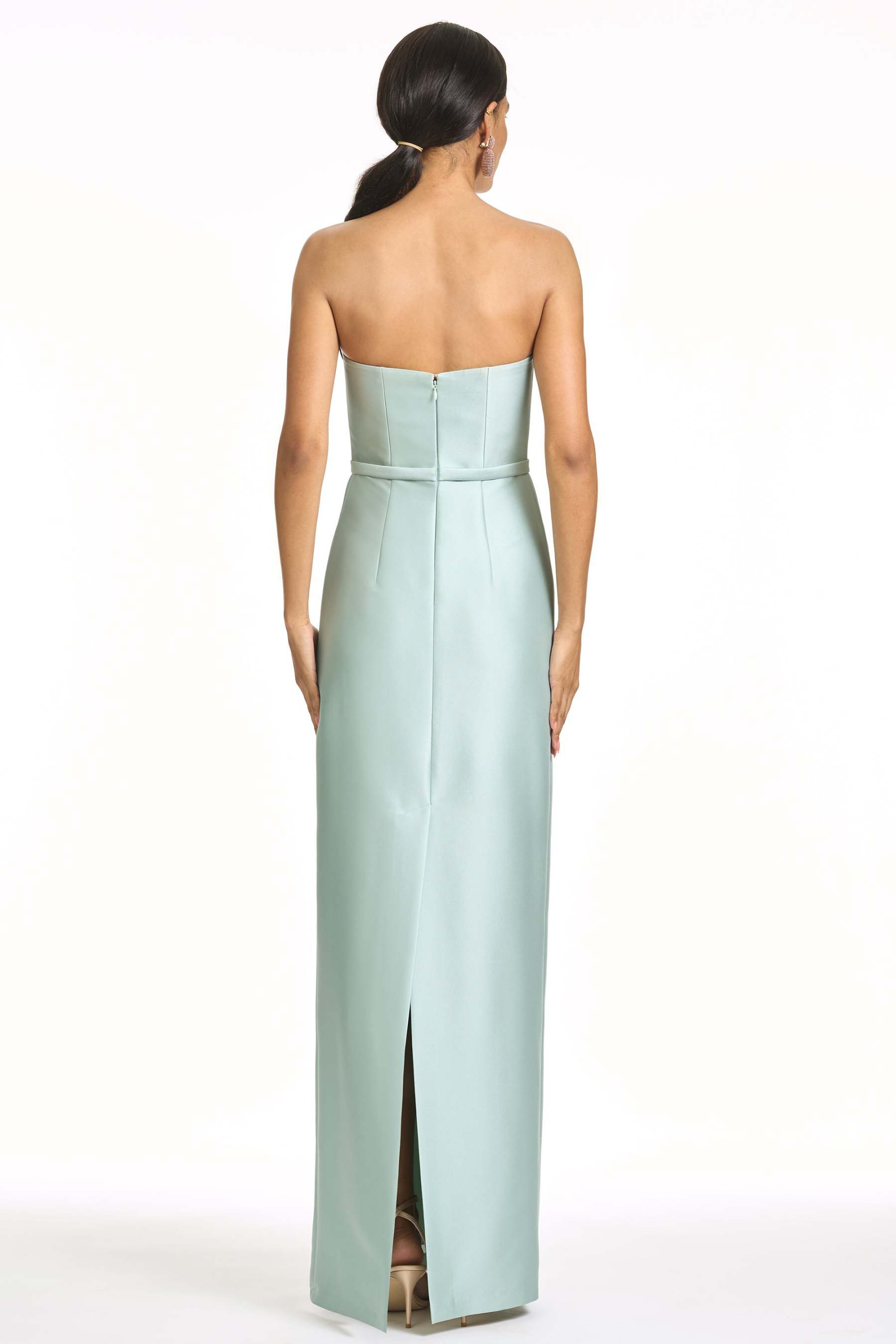 Floral Satin Maxi Dress With Streamer