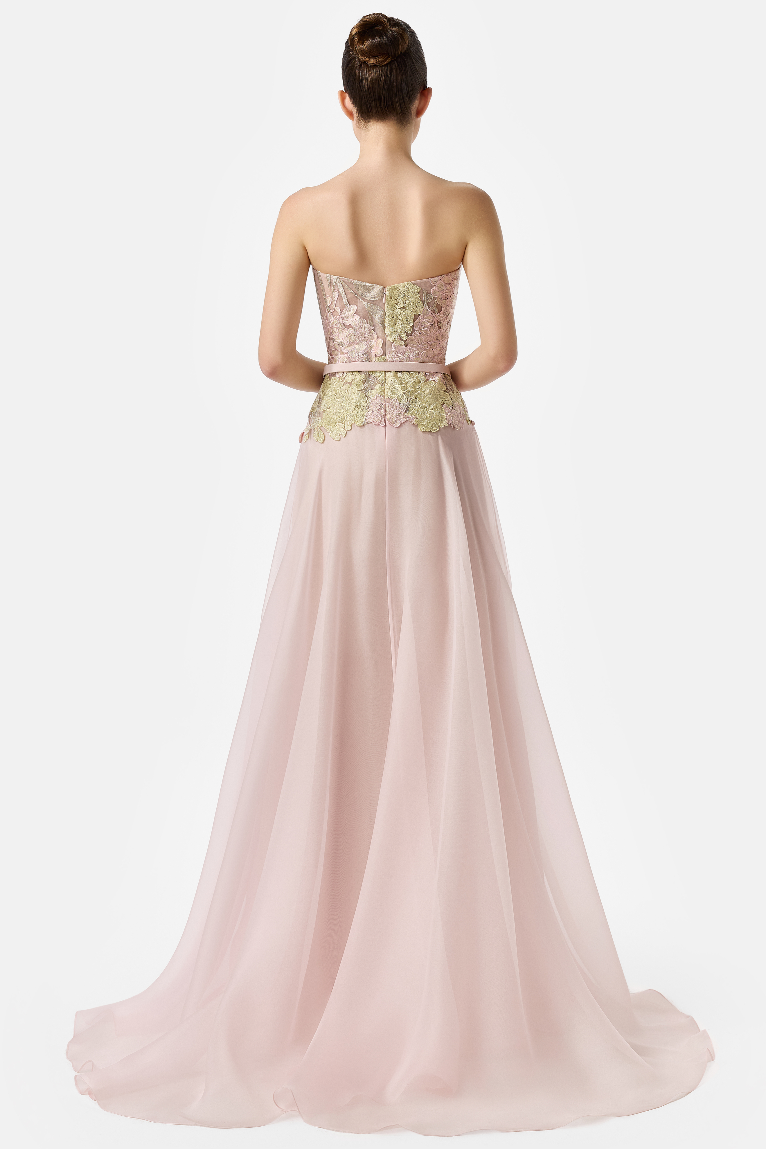 Embroidered Strapless Maxi Dress With Bolero