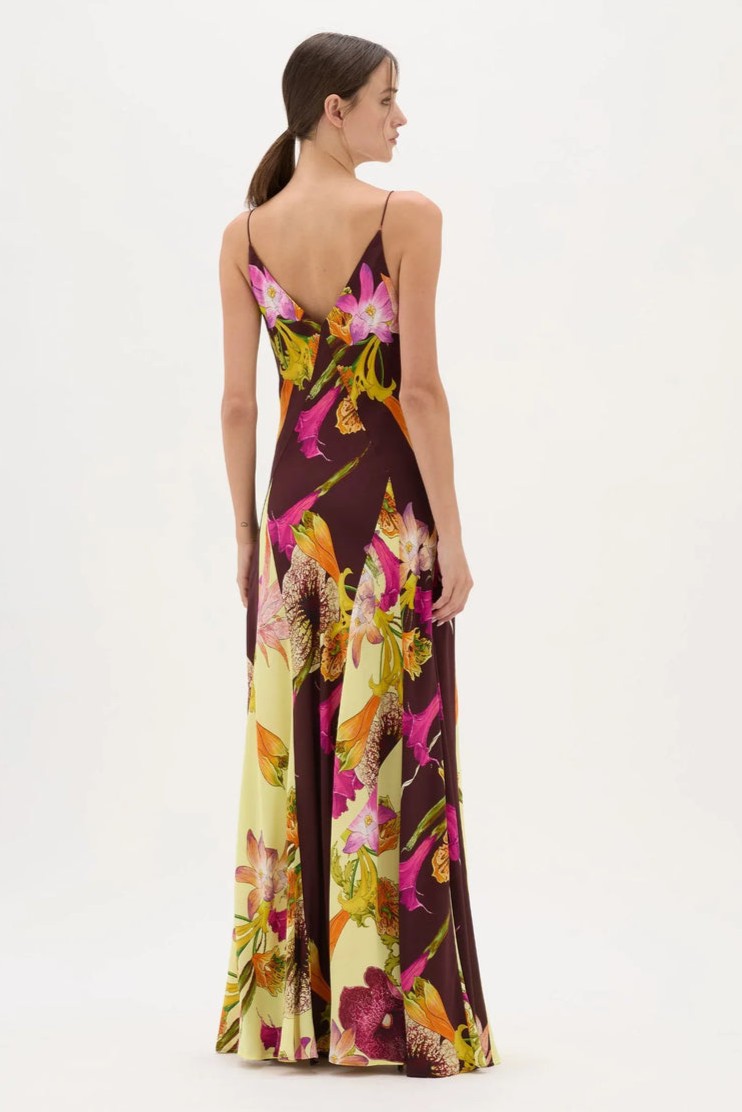 Floral Splicing Slip Maxi Dress