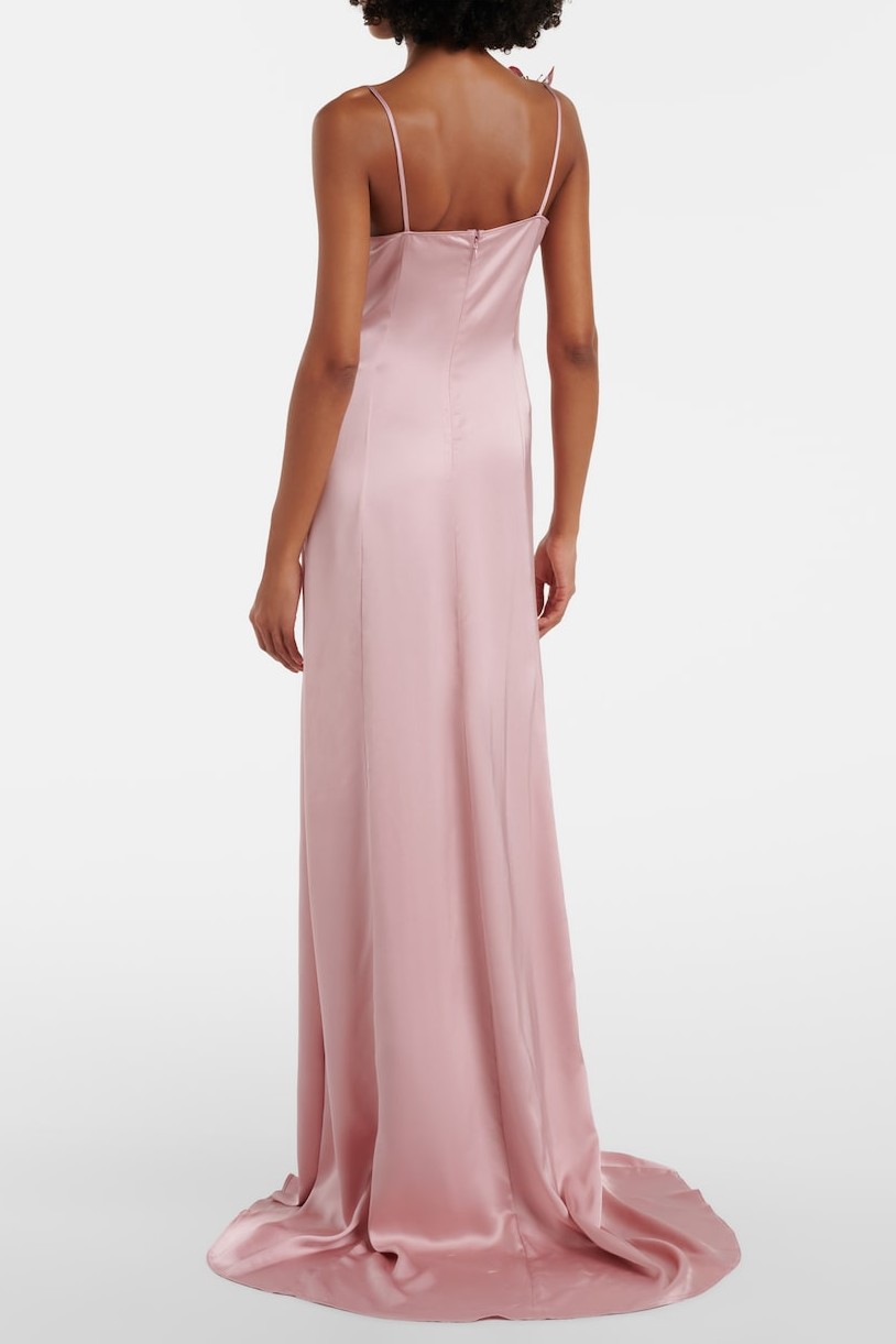 Butterfly Embroidered Cowl Neckline Maxi Dress