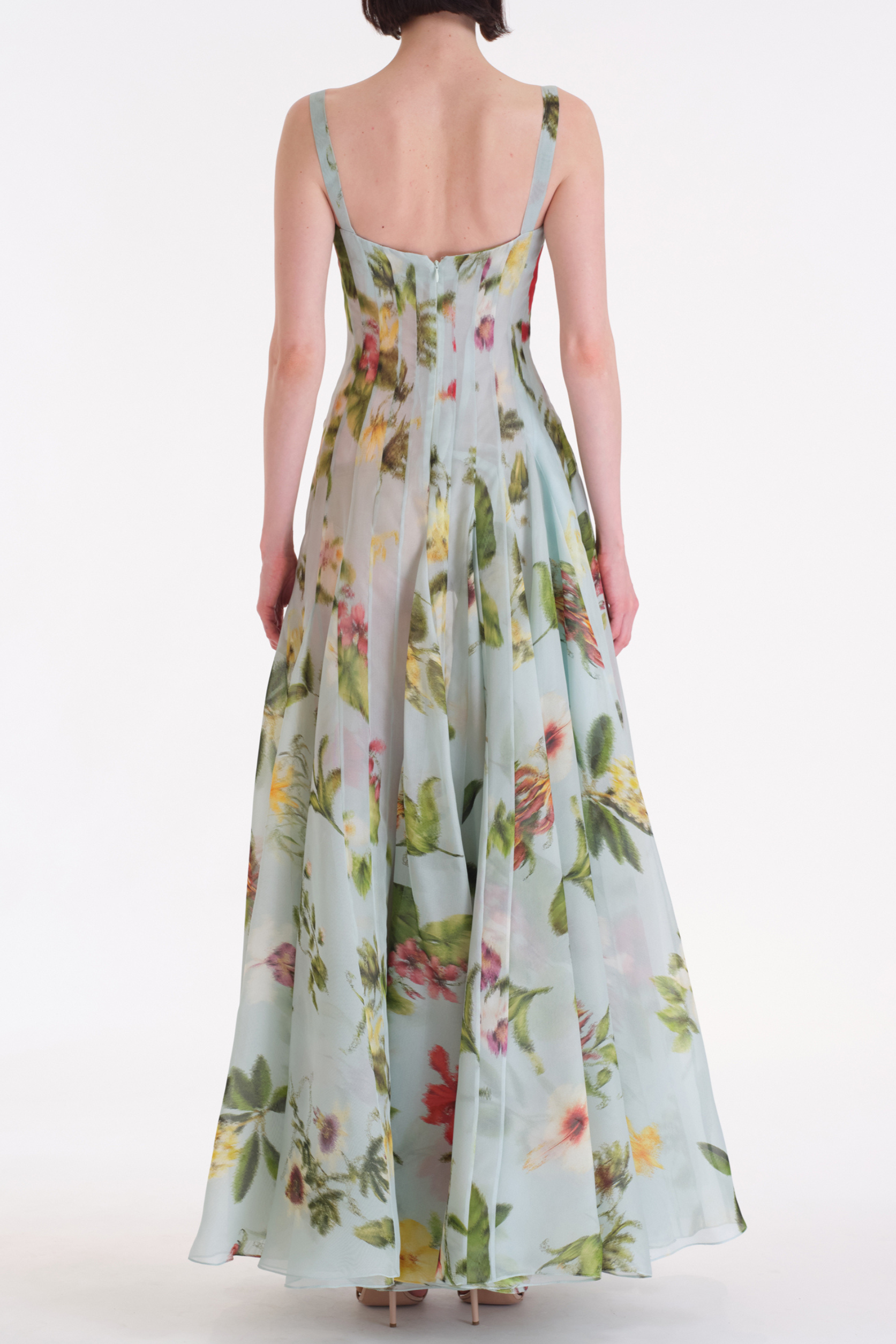 Floral Square Collar  Slip Maxi Dress