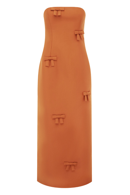 Solid Bow Off-Shoulder Maxi Dress